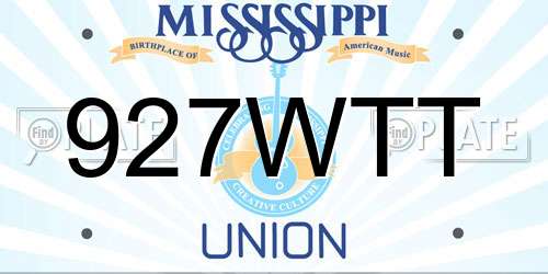 927WTT Mississippi License Plate