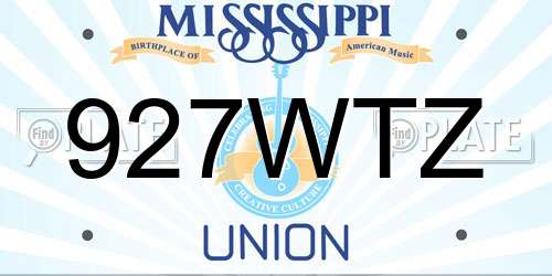 927WTZ Mississippi License Plate
