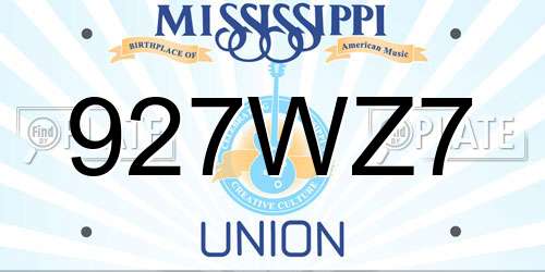 927WZ7 Mississippi License Plate