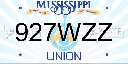 927WZZ Mississippi License Plate