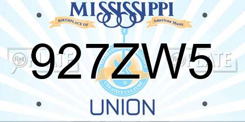 927ZW5 Mississippi License Plate