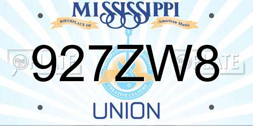 927ZW8 Mississippi License Plate