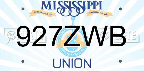 927ZWB Mississippi License Plate