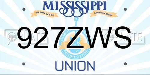 927ZWS Mississippi License Plate