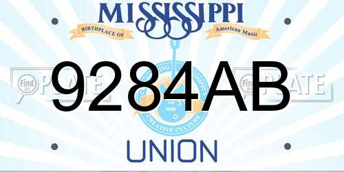 9284AB Mississippi License Plate