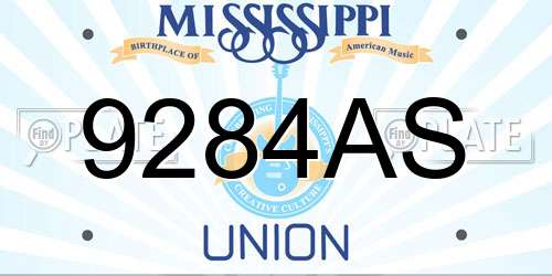 9284AS Mississippi License Plate