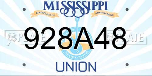 928A48 Mississippi License Plate