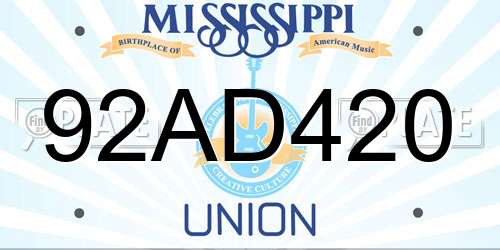 92AD420 Mississippi License Plate