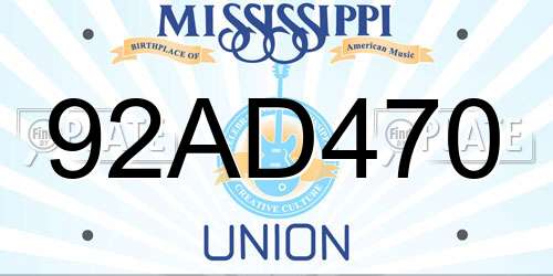 92AD470 Mississippi License Plate