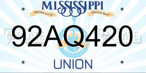 92AQ420 Mississippi License Plate