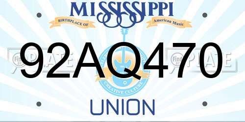92AQ470 Mississippi License Plate