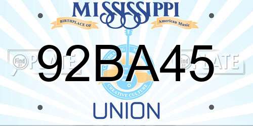 92BA45 Mississippi License Plate