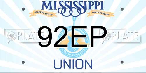 92EP Mississippi License Plate