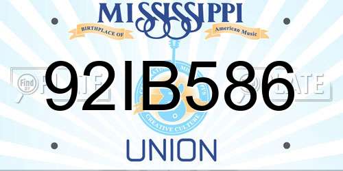 92IB586 Mississippi License Plate