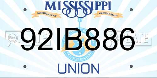 92IB886 Mississippi License Plate