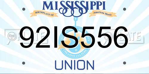 92IS556 Mississippi License Plate