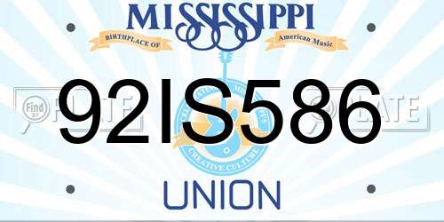 92IS586 Mississippi License Plate