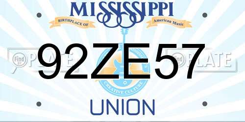 92ZE57 Mississippi License Plate