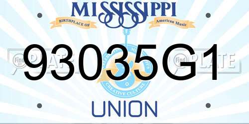 93035G1 Mississippi License Plate