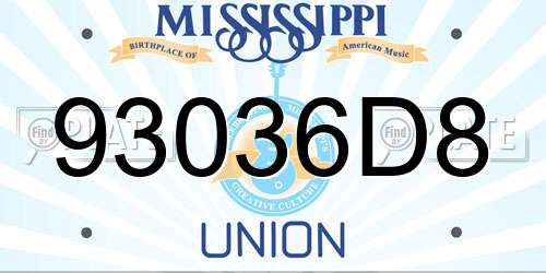 93036D8 Mississippi License Plate