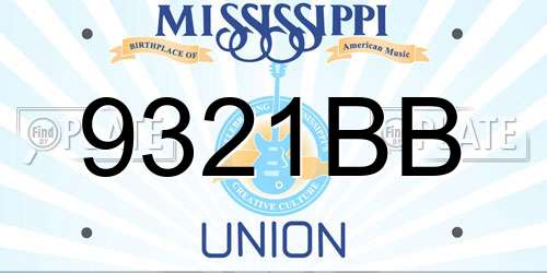 9321BB Mississippi License Plate