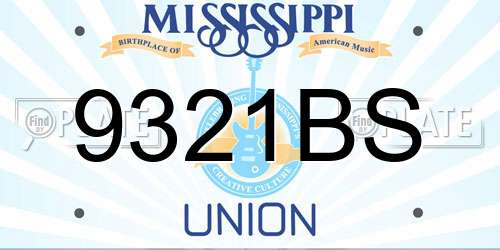 9321BS Mississippi License Plate