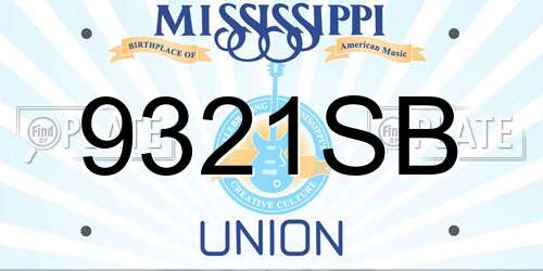 9321SB Mississippi License Plate