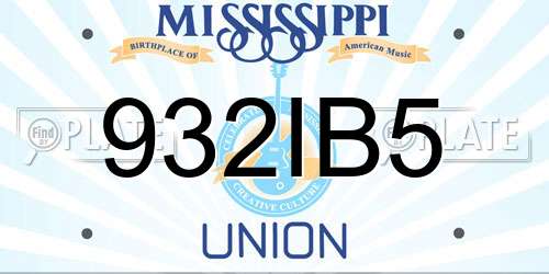 932IB5 Mississippi License Plate