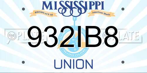 932IB8 Mississippi License Plate