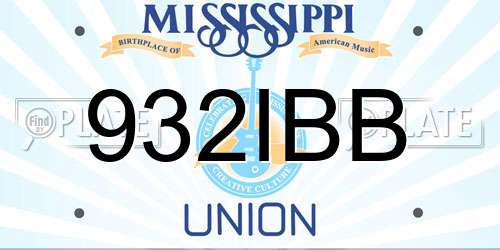 932IBB Mississippi License Plate