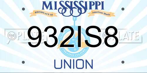 932IS8 Mississippi License Plate
