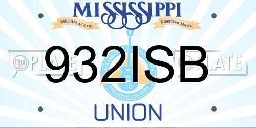 932ISB Mississippi License Plate