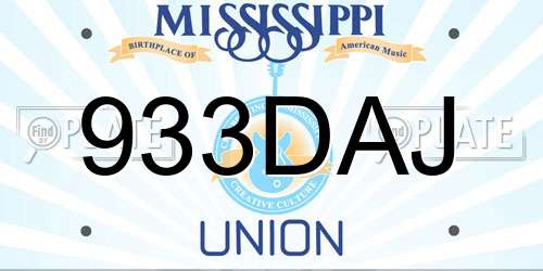 933DAJ Mississippi License Plate