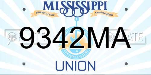 9342MA Mississippi License Plate