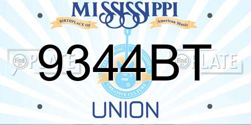 9344BT Mississippi License Plate