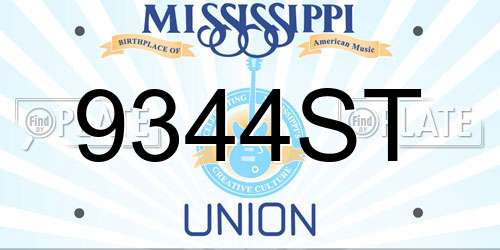 9344ST Mississippi License Plate