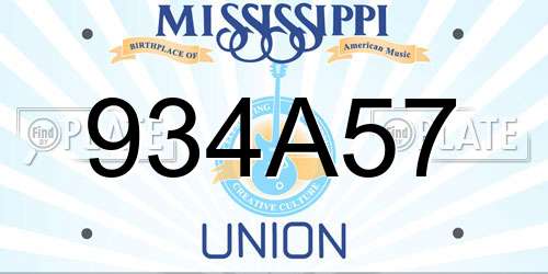 934A57 Mississippi License Plate