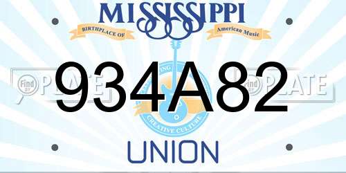 934A82 Mississippi License Plate