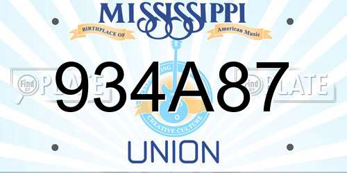 934A87 Mississippi License Plate