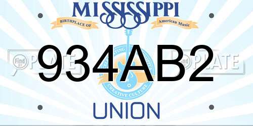 934AB2 Mississippi License Plate