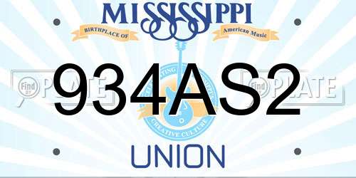 934AS2 Mississippi License Plate