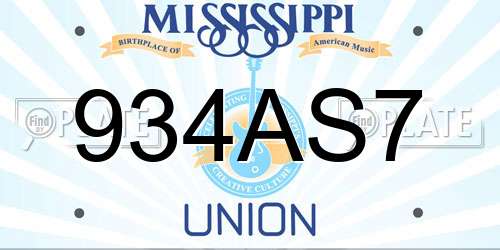 934AS7 Mississippi License Plate