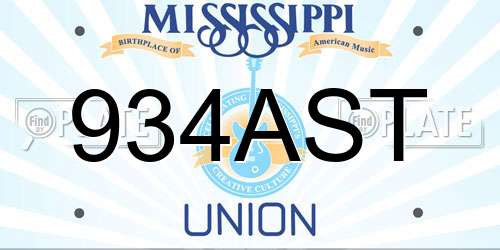 934AST Mississippi License Plate