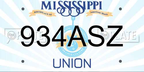 934ASZ Mississippi License Plate