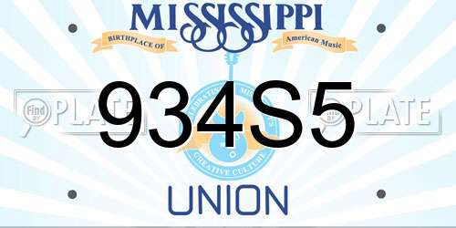 934S5 Mississippi License Plate
