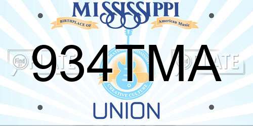 934TMA Mississippi License Plate