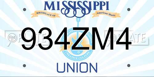 934ZM4 Mississippi License Plate