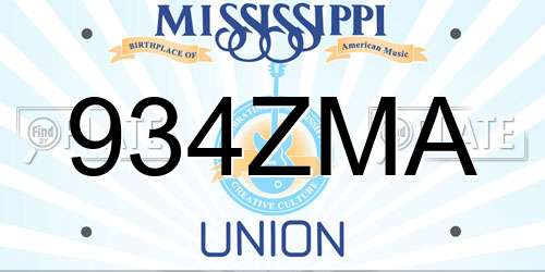 934ZMA Mississippi License Plate