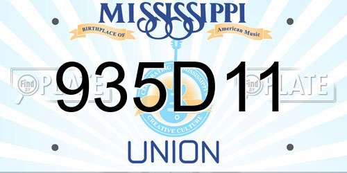 935D11 Mississippi License Plate