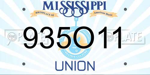 935O11 Mississippi License Plate